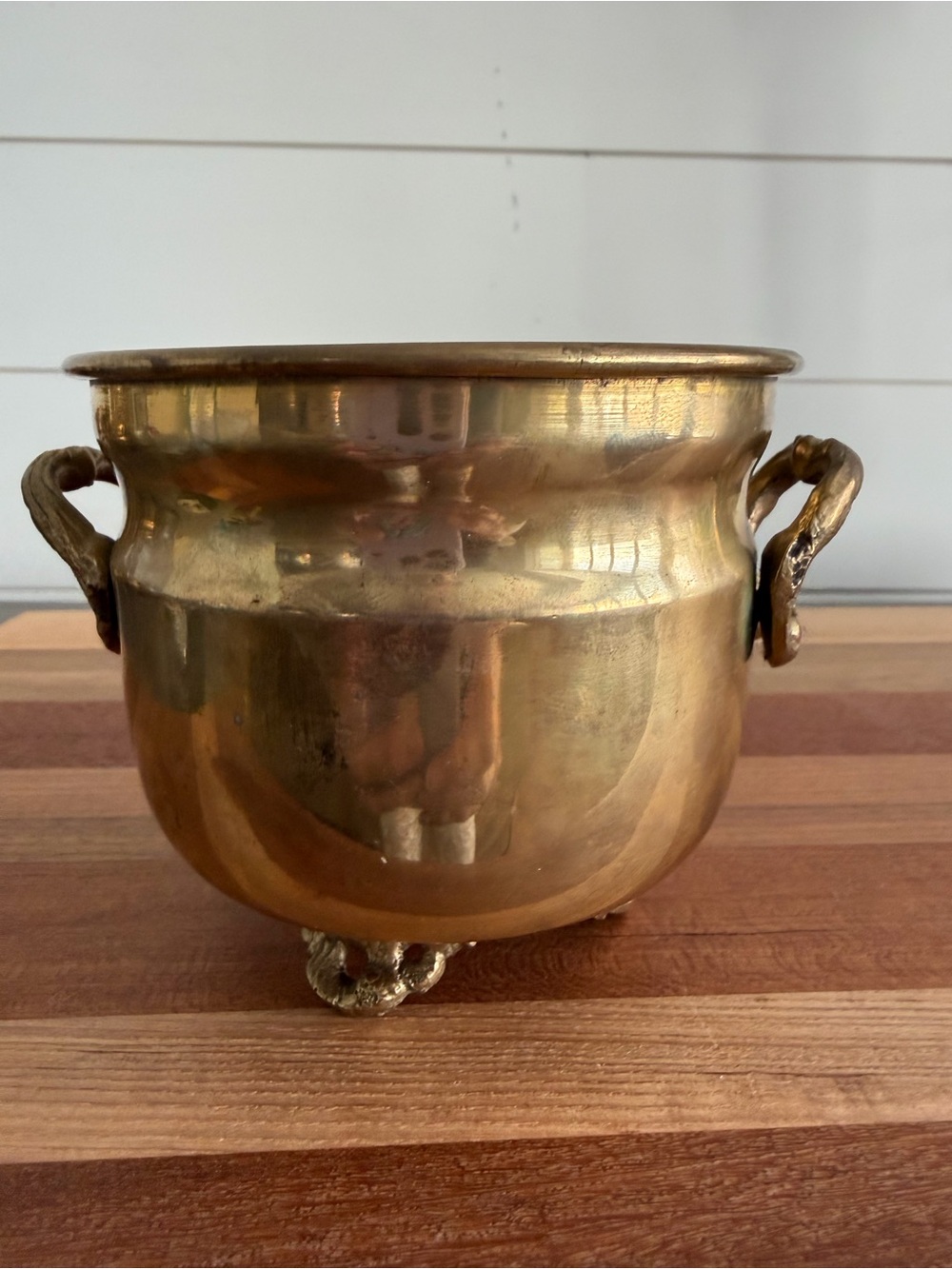 Brass Footed Planter Pot Handles Made in India 4.75” H